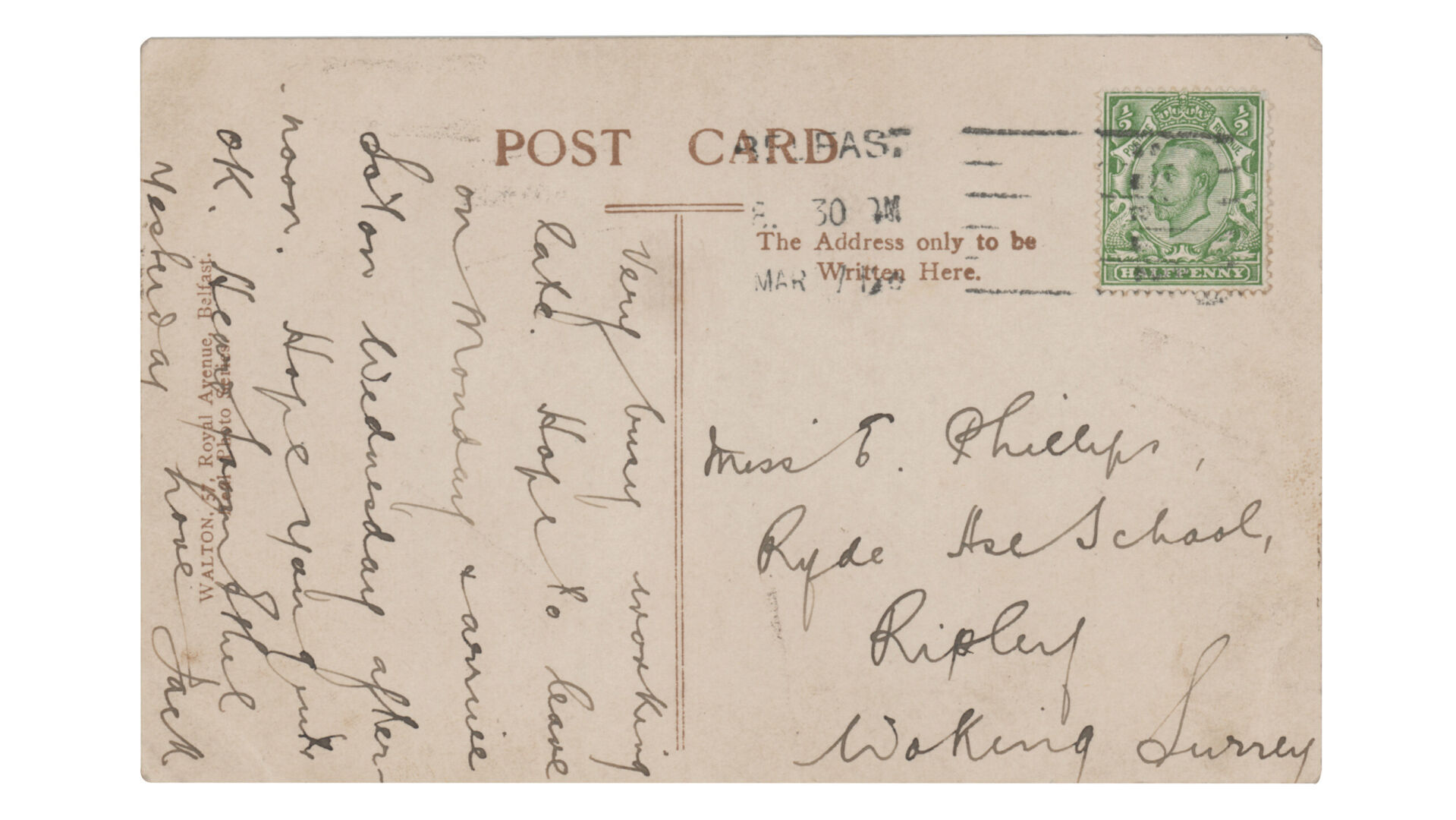 A postcard written by the Titanic's wireless operator could sell for up to $15,000